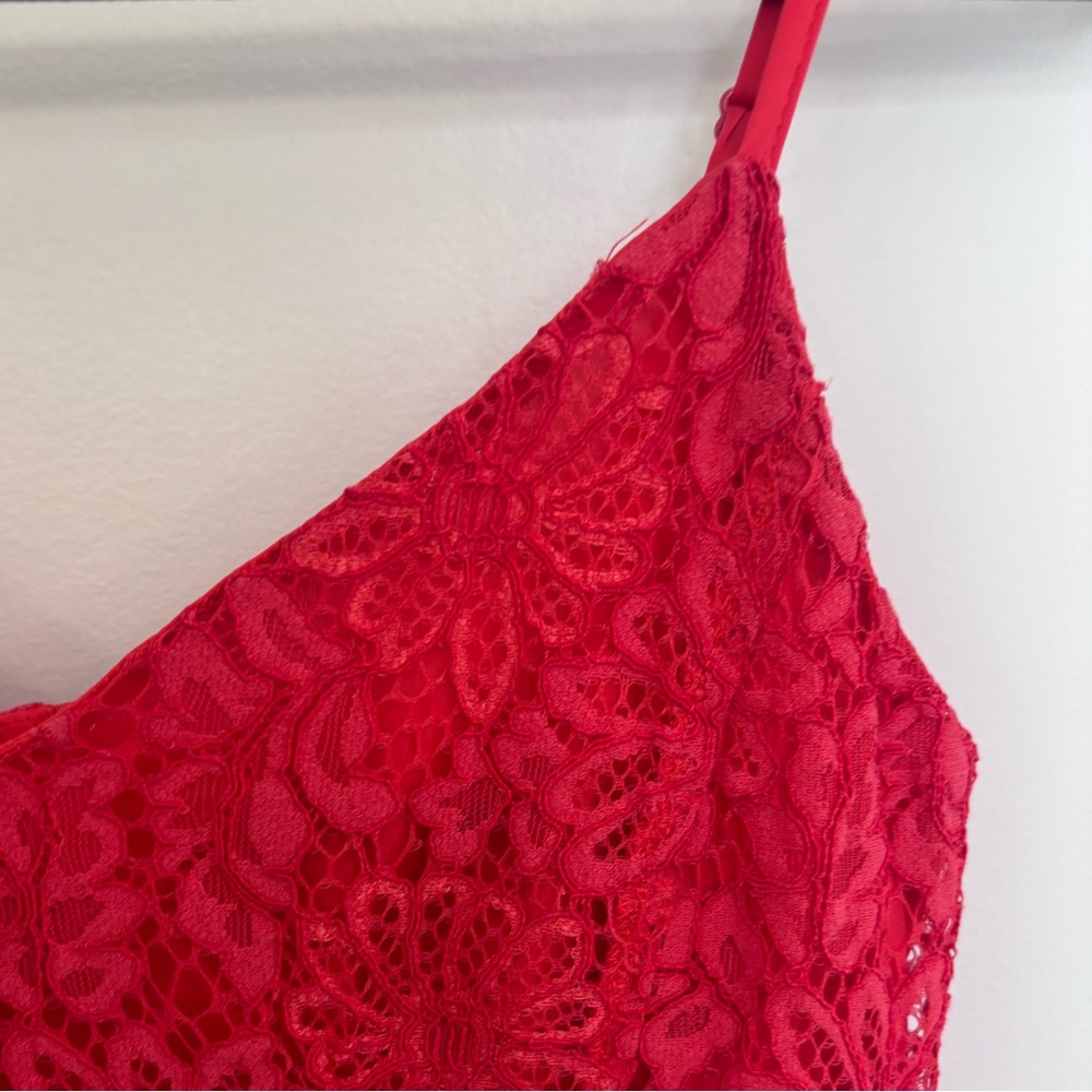 Dynamite Vibrant Red Lace Camisole Top